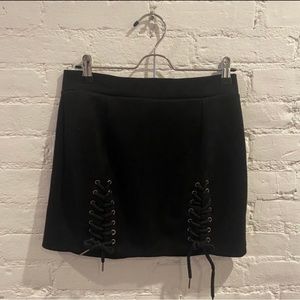 Party Club Lace-Up Suede-Like Mini Skirt L
